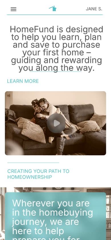 The concept home page on a phone: a large overview paragraph in grey and a light blue Learn more link